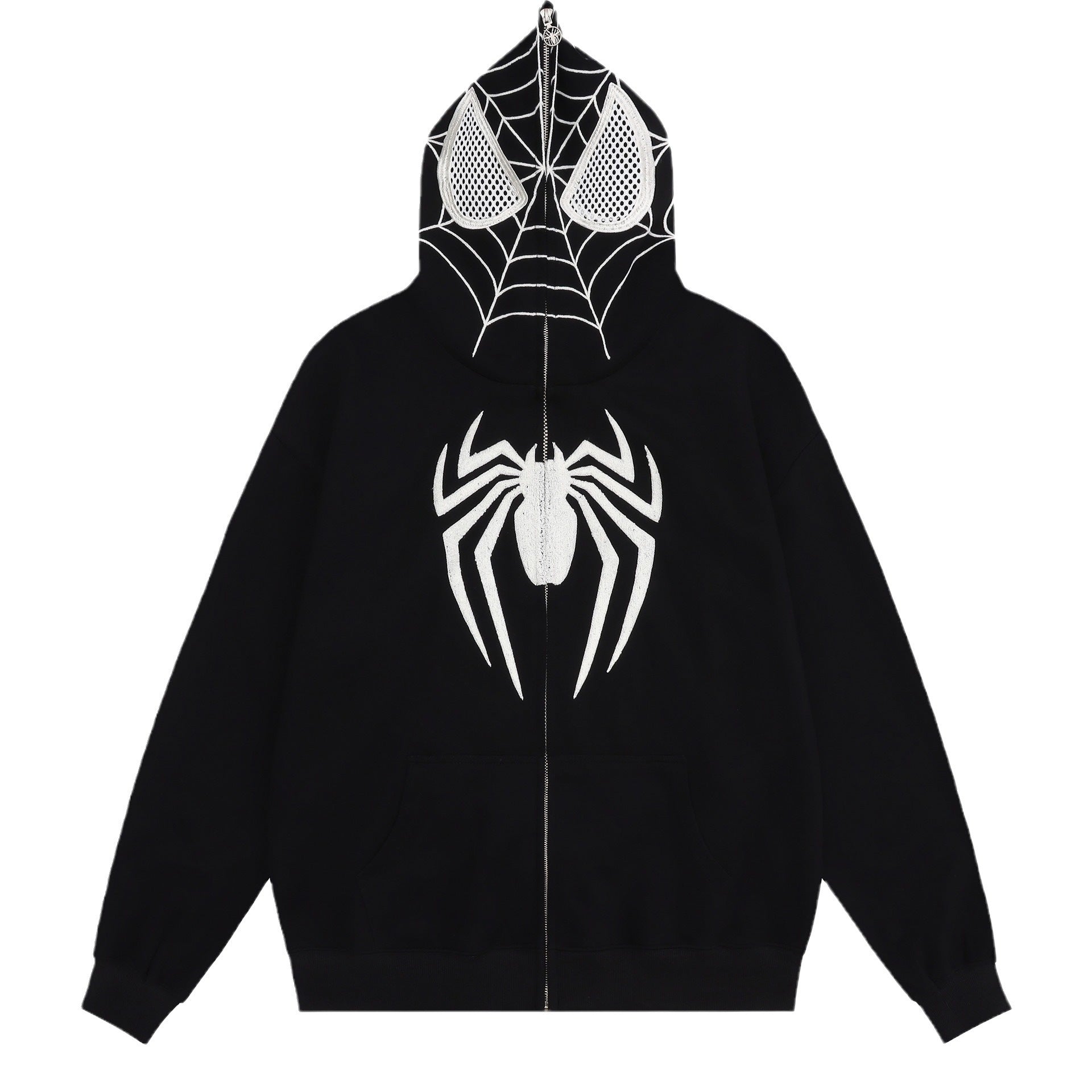 Unique Design Spider-Man Print Hooded Sweatshirt Zip-Up Loose Jacket for Men