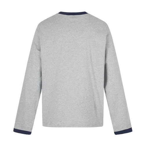 Distressed Printed Color-block Crewneck Long Sleeve T-Shirt