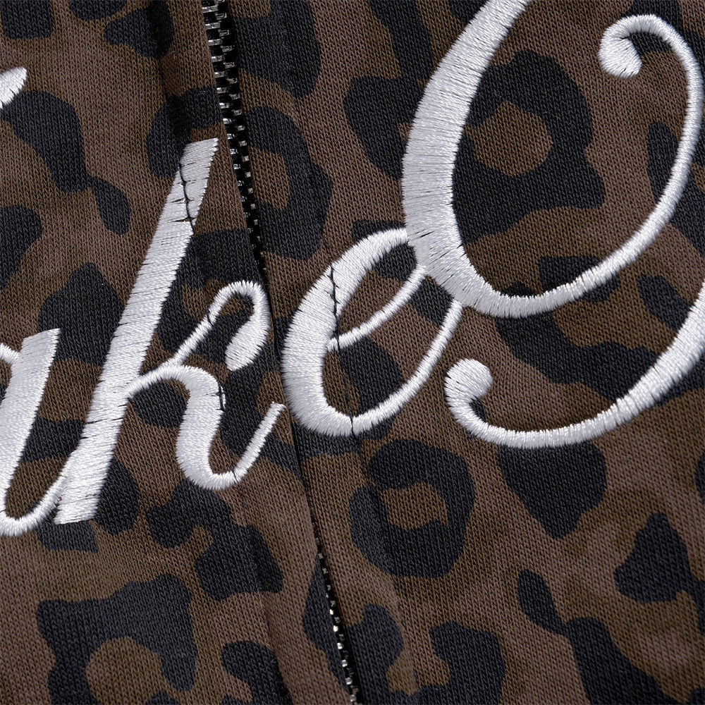 Leopard print hooded cardigan sweatshirt