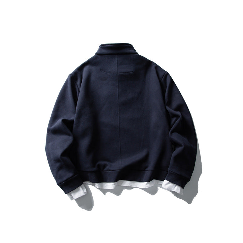 Retro Brand Two-Piece Collar Deconstructed Hoodie Men