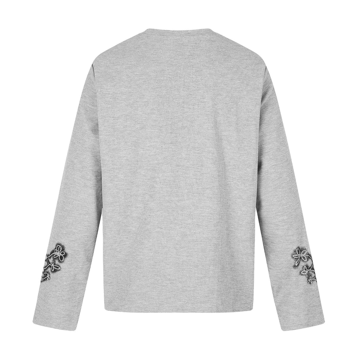 Printed Floral Long Sleeve Royal Court Style Loose Fit T-Shirt