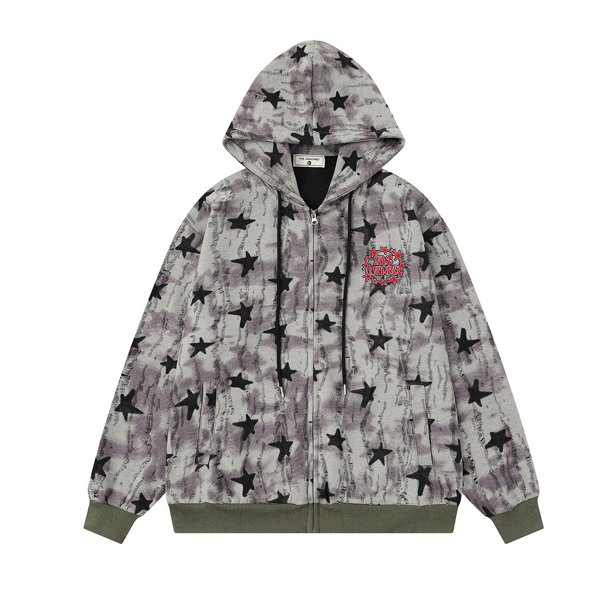 Retro hip-hop hoodie zipper sweatshirt for men