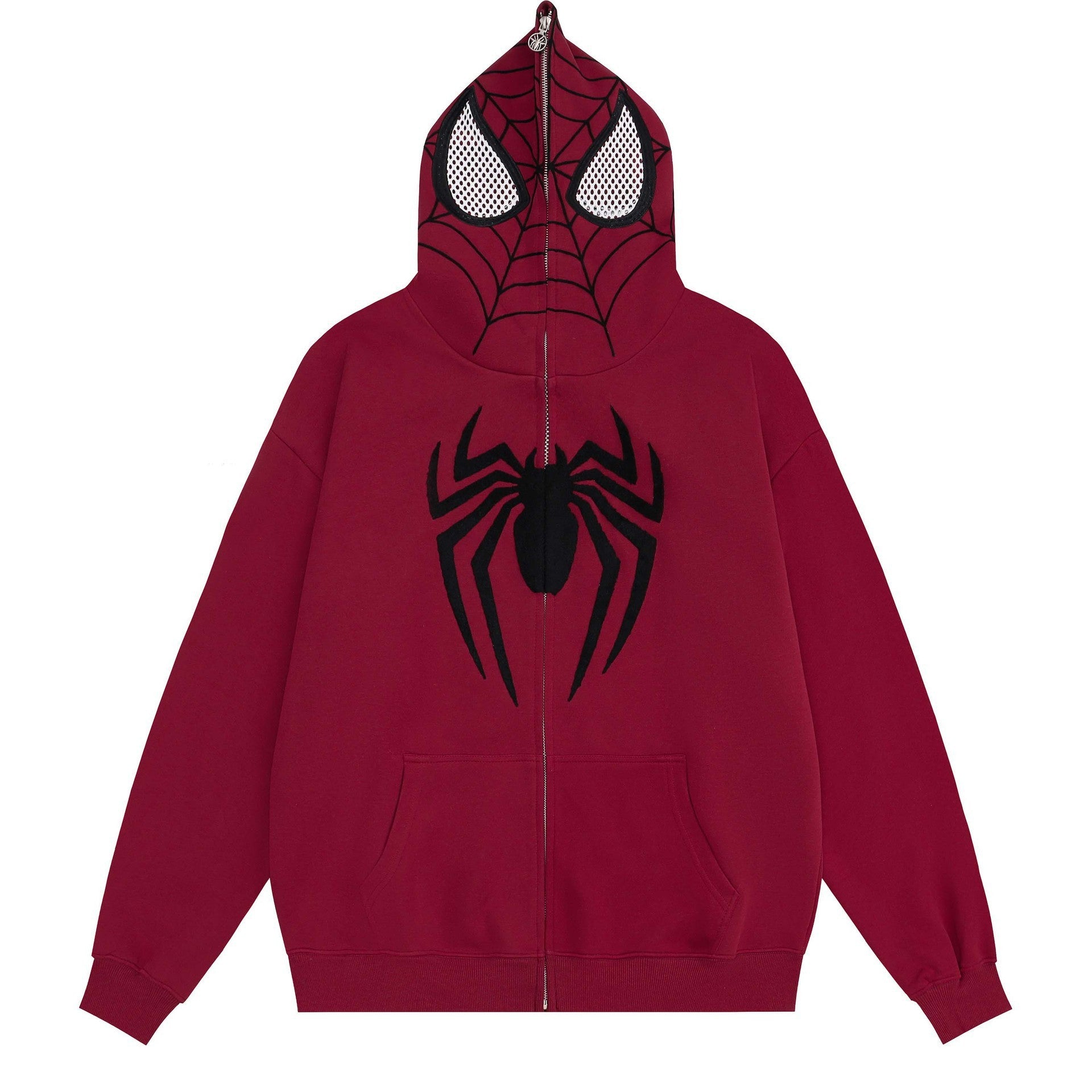 Unique Design Spider-Man Print Hooded Sweatshirt Zip-Up Loose Jacket for Men