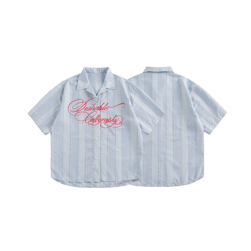 Letter printed loose short sleeved shirt for men