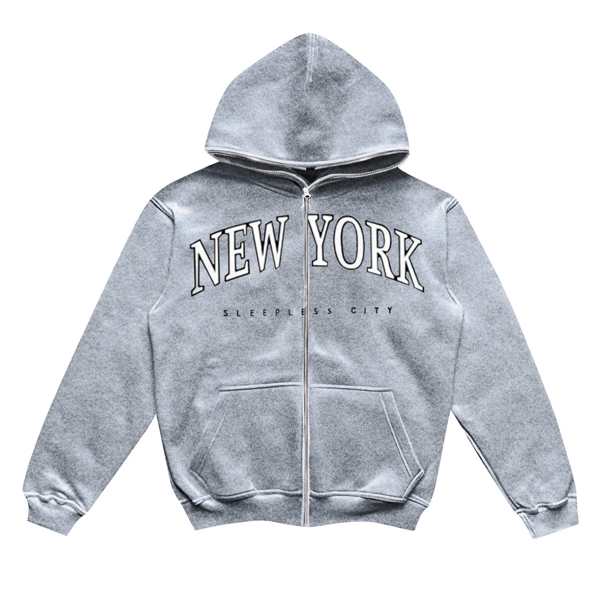 Fleece-lined Zip-up Hoodie with California Style for Men
