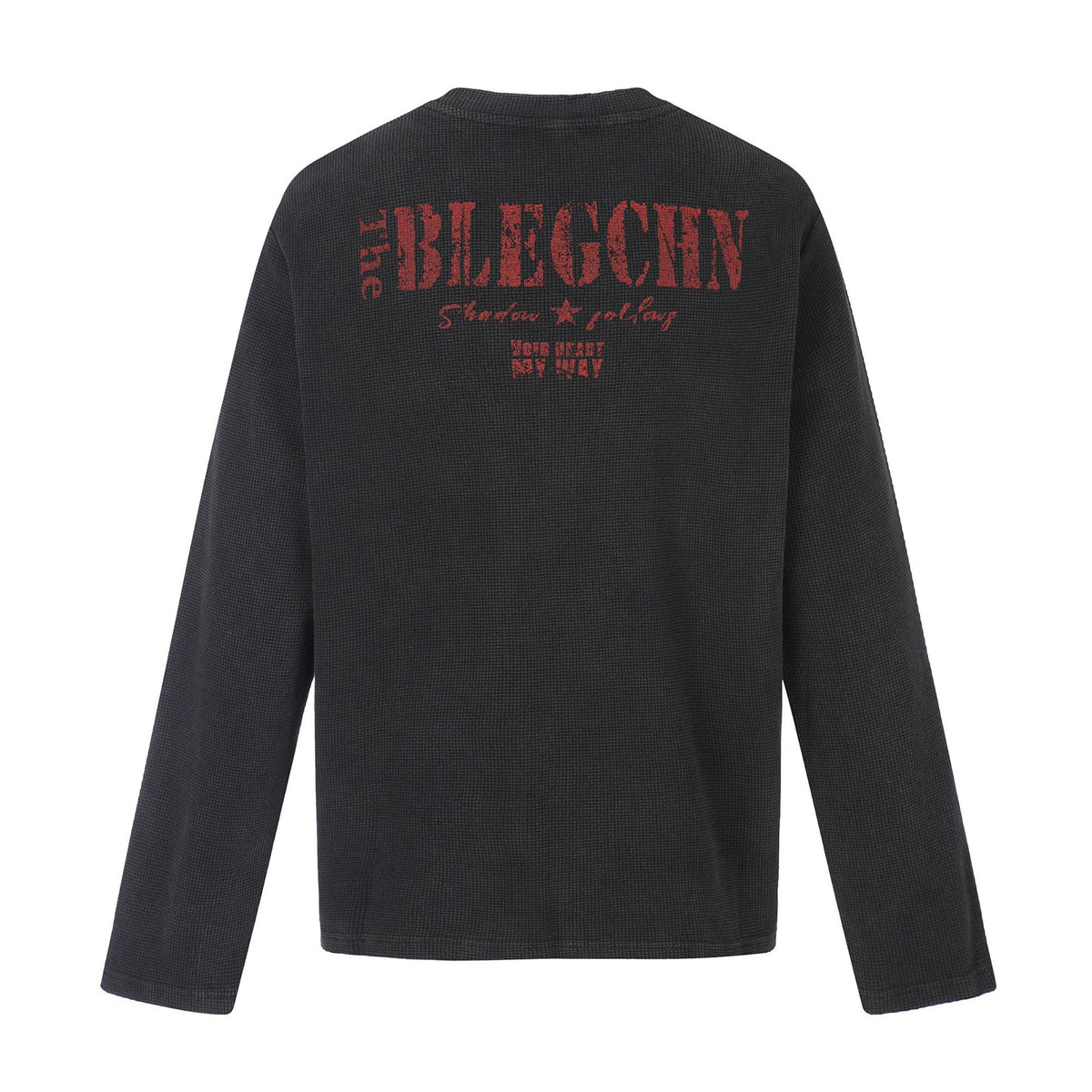 Casual Long Sleeve T-Shirt with Distressed Graphic Print Design