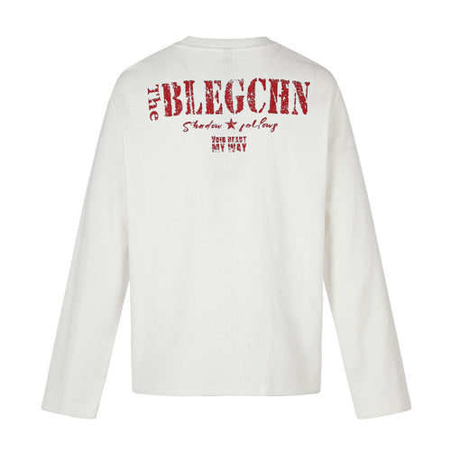 Casual Long Sleeve T-Shirt with Distressed Graphic Print Design