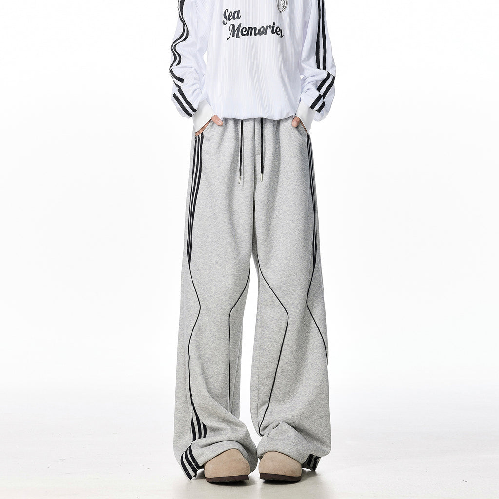 Retro three bar straight leg sweatpants for men in spring and autumn