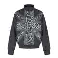 Leopard print standing collar cardigan sweatshirt