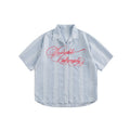 Letter printed loose short sleeved shirt for men