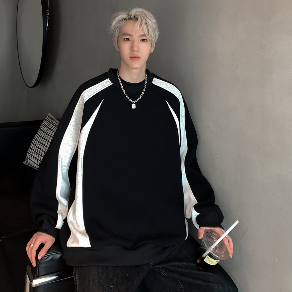 Striped patchwork hoodie for men in spring and autumn