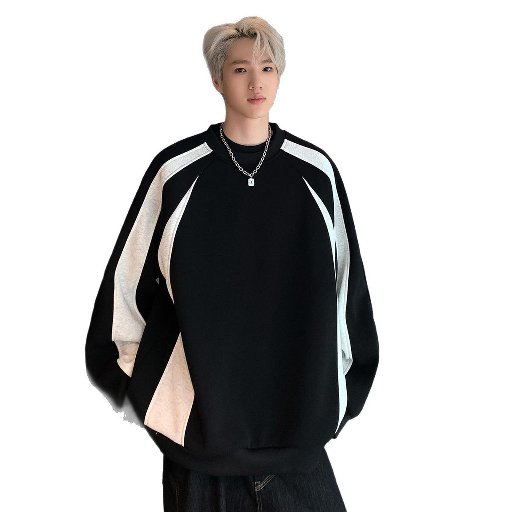 Striped patchwork hoodie for men in spring and autumn