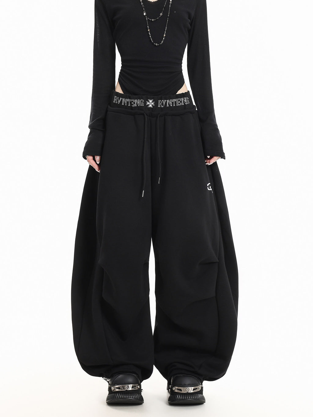 Print Double Waistband Sweatpants for Men and Women