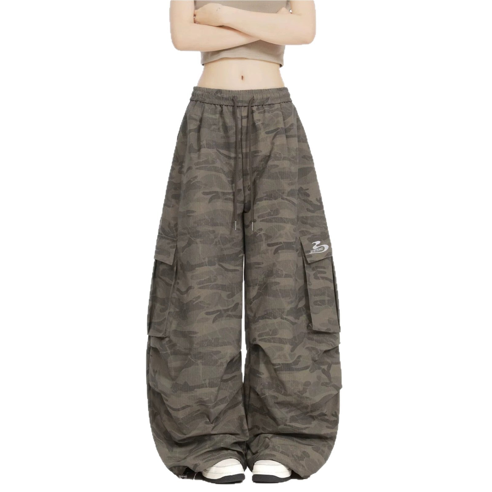 Camouflage Cargo Pants for Men and Women,Casual Wide Leg Pants