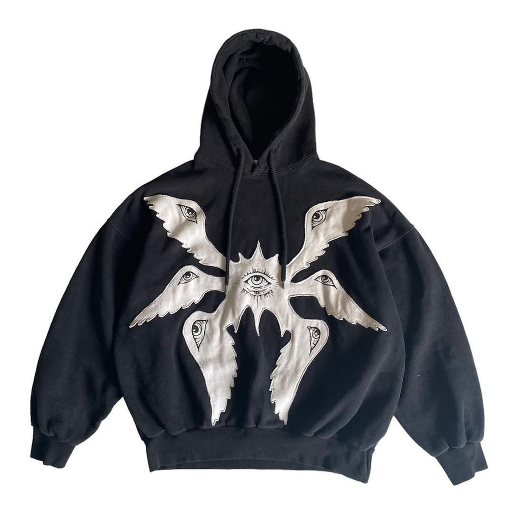 Gothic Dark Angel Wings Patchwork Loose Hoodie for Men and Women