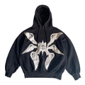 Gothic Dark Angel Wings Patchwork Loose Hoodie for Men and Women