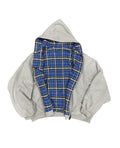 Style Hooded Zipper Plaid Spliced Reversible Hoodie for Men