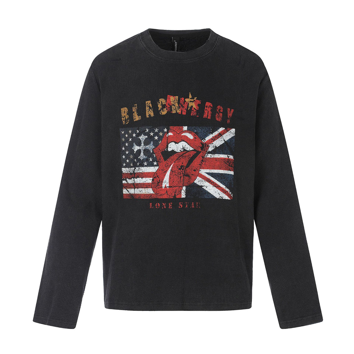 Casual Long Sleeve T-Shirt with Distressed Graphic Print Design