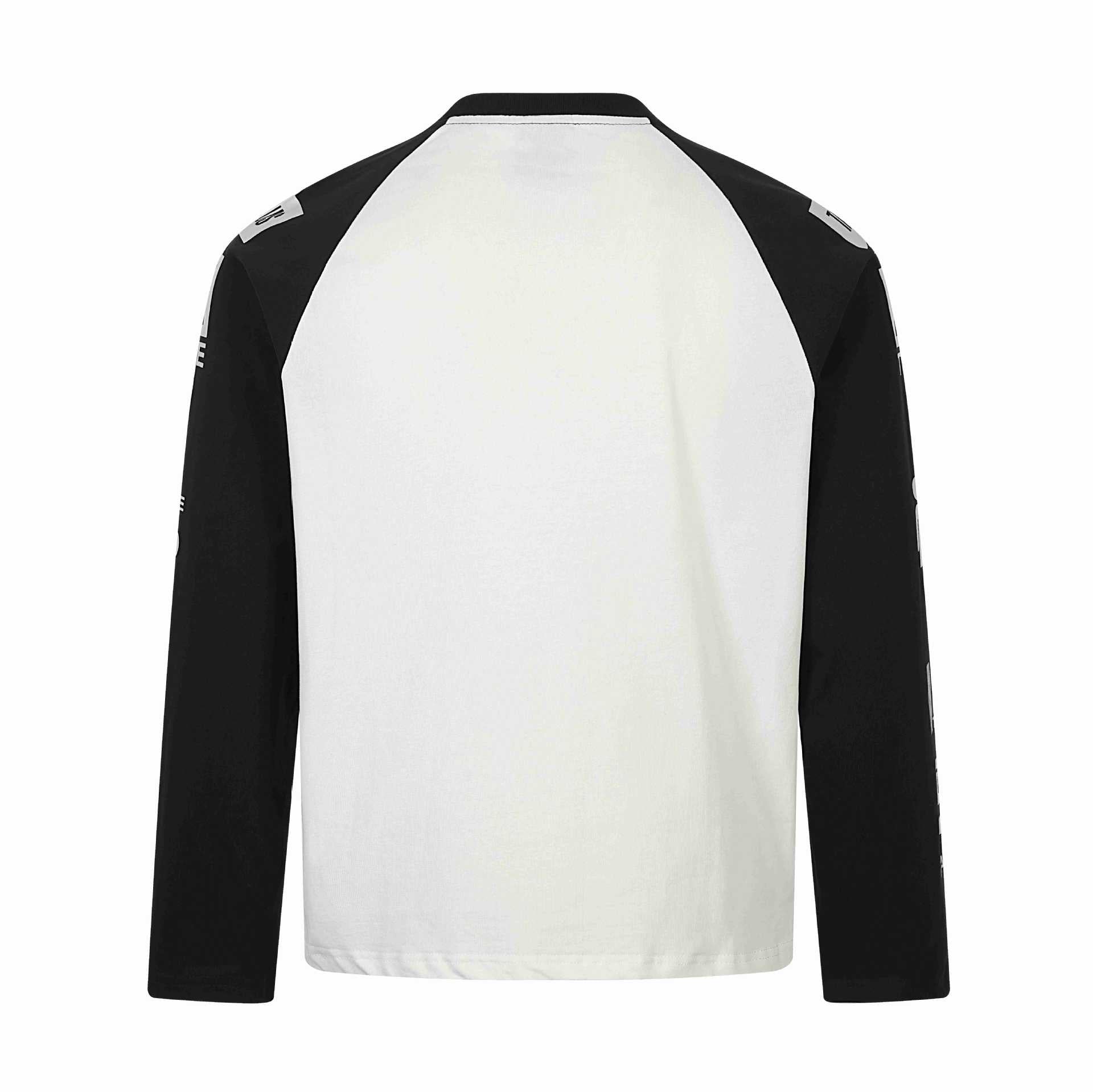 Graphic T-Shirt with Music Note Print, Color Block Drop Shoulder, Loose Fit Long Sleeve