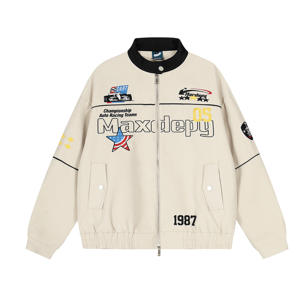 Motorcycle jacket embroidered racing suit jacket for men and women