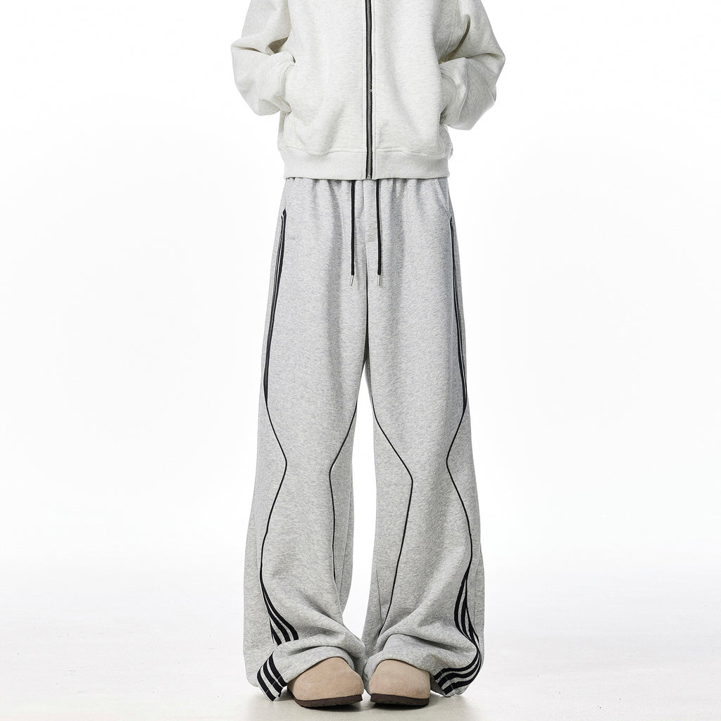 Retro three bar straight leg sweatpants for men in spring and autumn