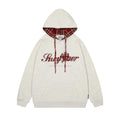 Checkered embroidery hooded sweatshirt for men and women