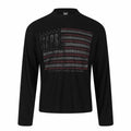 Long Sleeve Regular Shoulder  Distressed Printing Ribbed Texture  T-Shirt
