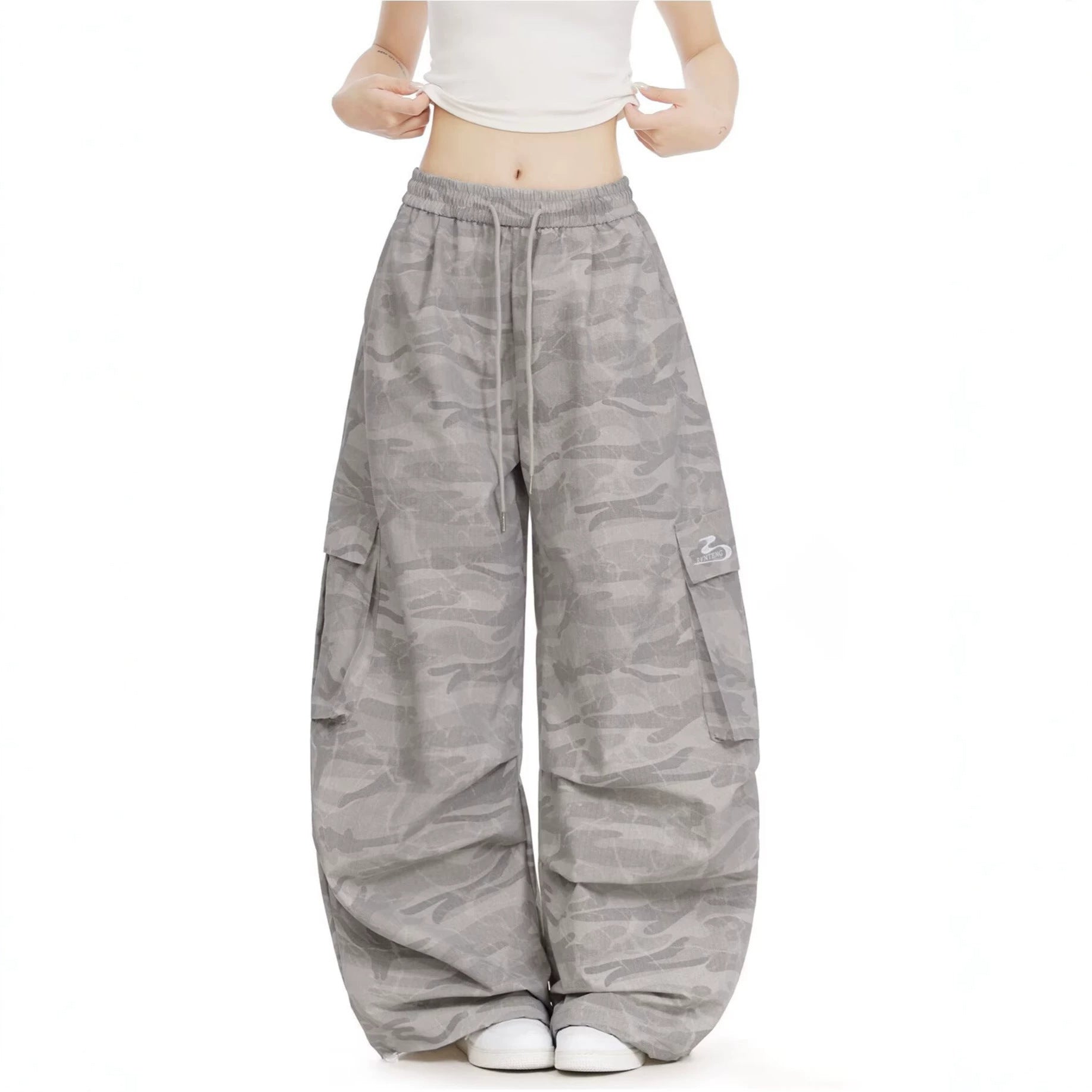 Camouflage Cargo Pants for Men and Women,Casual Wide Leg Pants