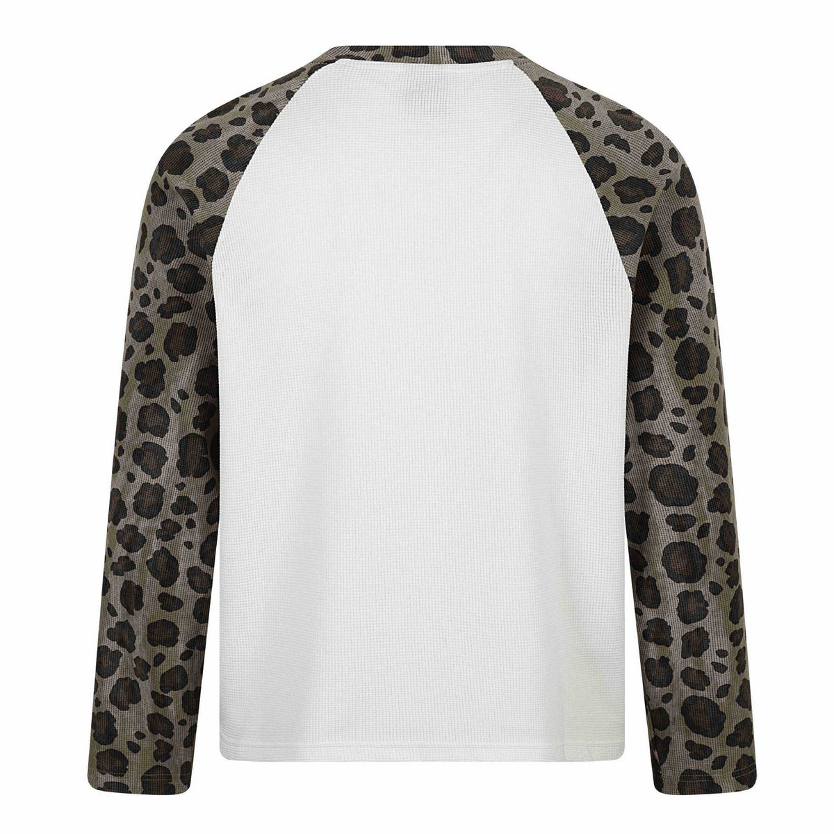 Streetwear Leopard Print Color-Blocked Shoulder Long Sleeve T-Shirt for Men