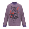 Cat Print Long Sleeve High Neck Men's T-Shirt