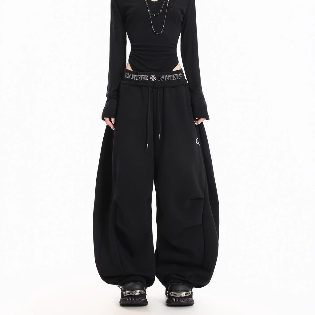 Print Double Waistband Sweatpants for Men and Women