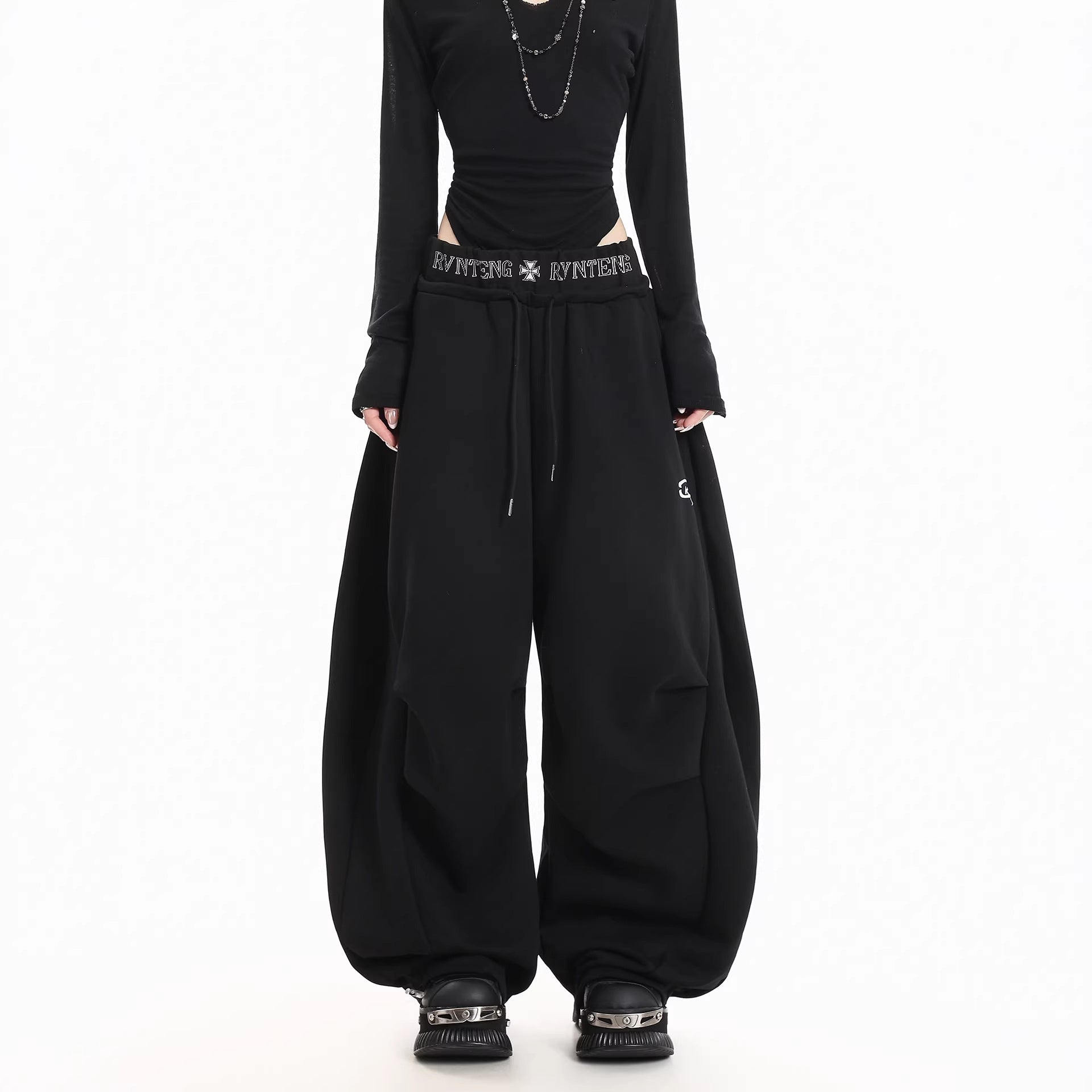 Print Double Waistband Sweatpants for Men and Women