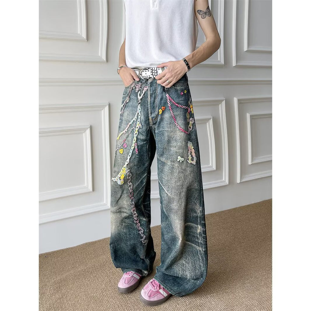 3D digital printed jeans for men in summer