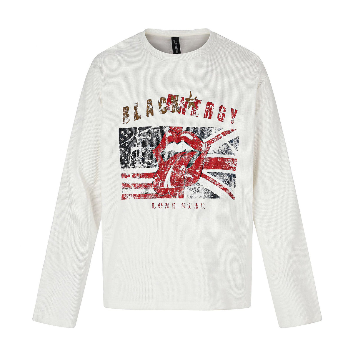 Casual Long Sleeve T-Shirt with Distressed Graphic Print Design