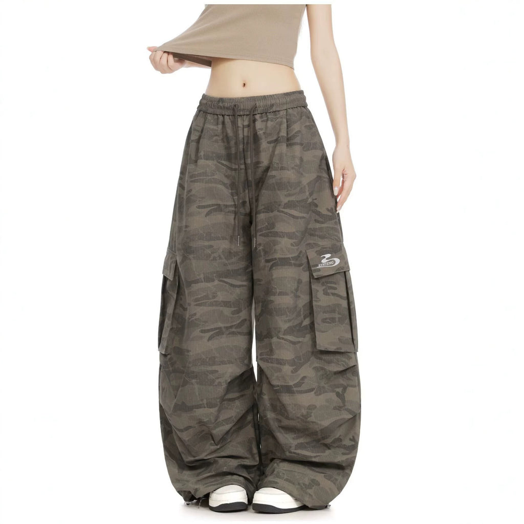 Camouflage Cargo Pants for Men and Women,Casual Wide Leg Pants