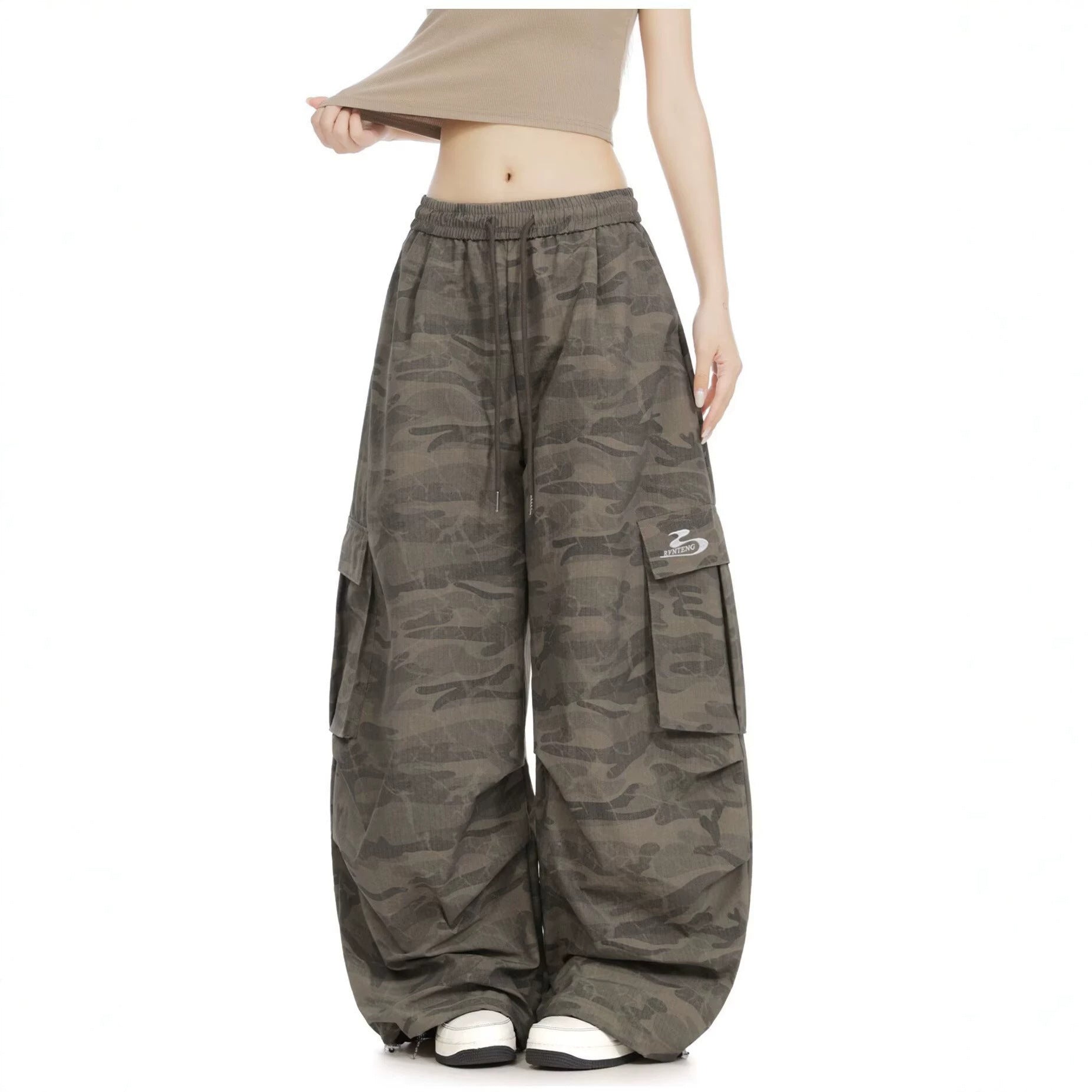 Camouflage Cargo Pants for Men and Women,Casual Wide Leg Pants