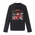 Casual Long Sleeve T-Shirt with Distressed Graphic Print Design