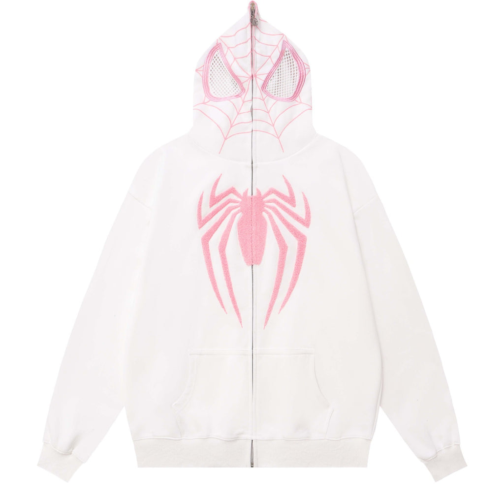Unique Design Spider-Man Print Hooded Sweatshirt Zip-Up Loose Jacket for Men