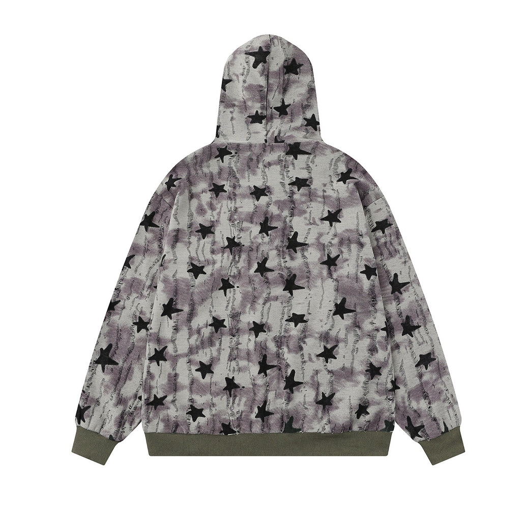 Retro hip-hop hoodie zipper sweatshirt for men
