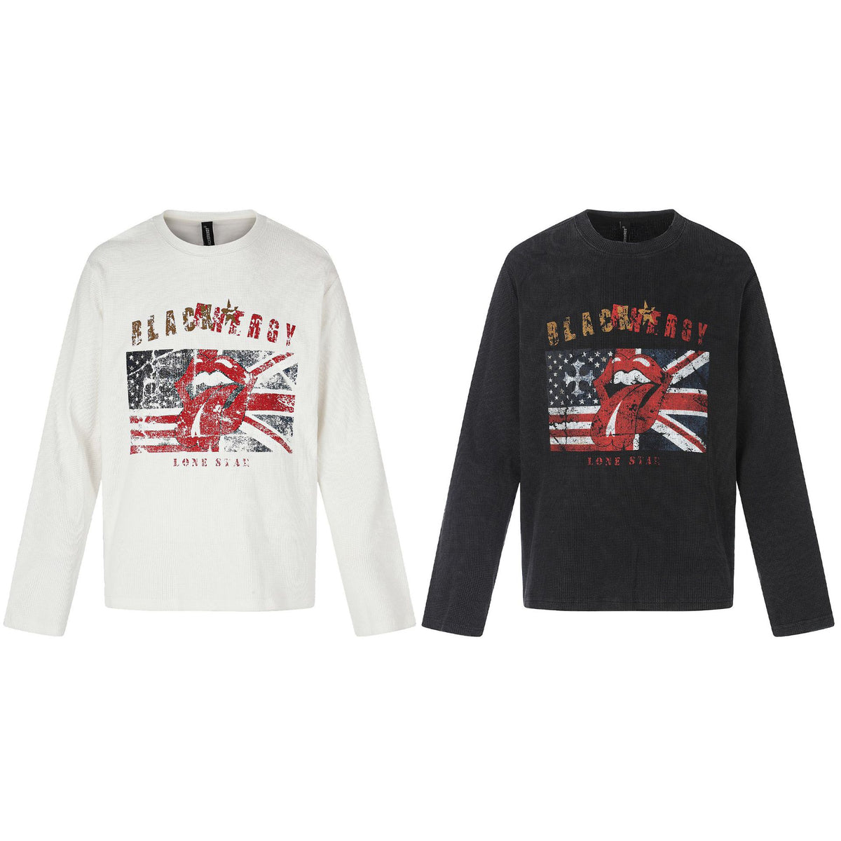 Casual Long Sleeve T-Shirt with Distressed Graphic Print Design
