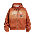 Full printed star hooded cardigan sweatshirt
