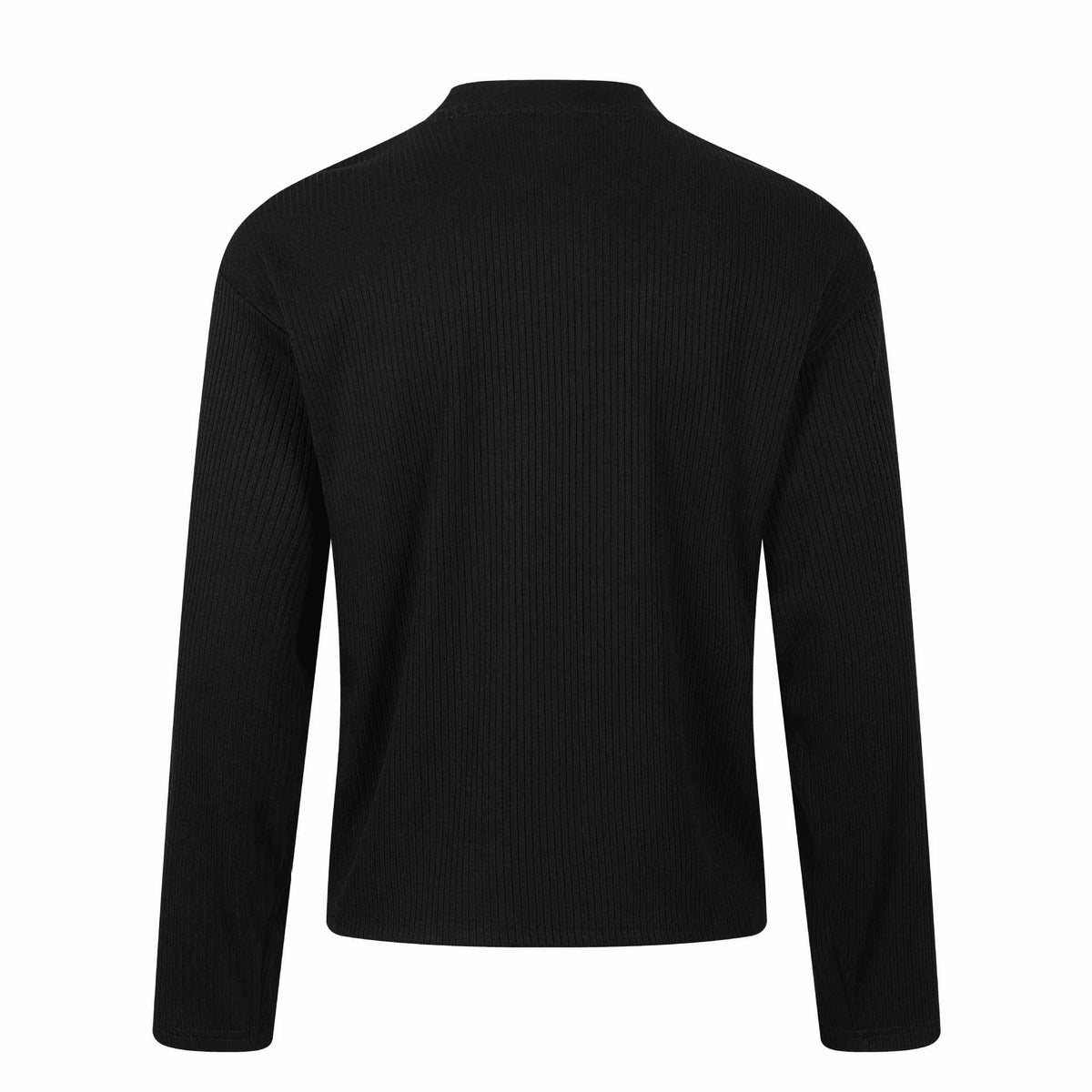 Long Sleeve Regular Shoulder  Distressed Printing Ribbed Texture  T-Shirt