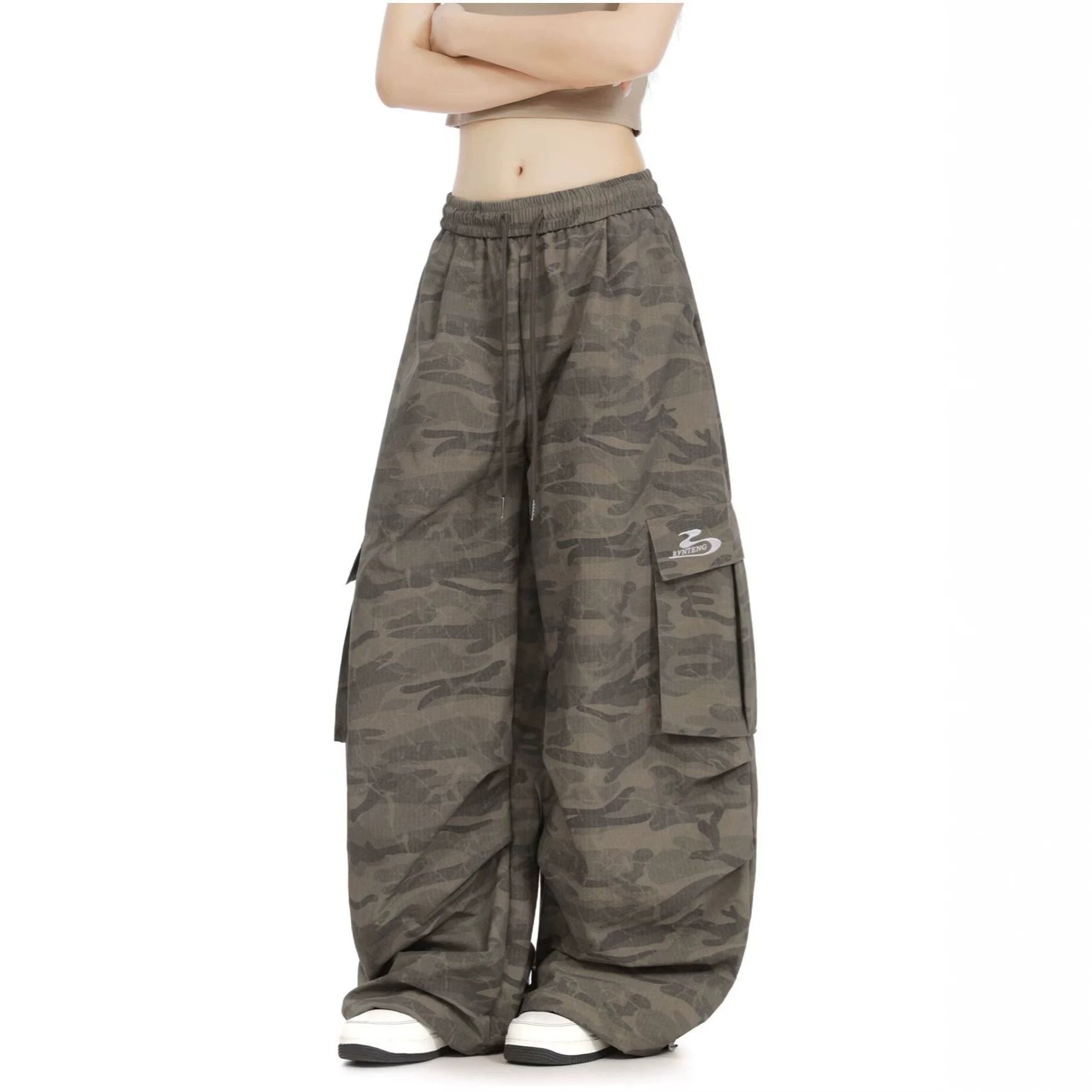 Camouflage Cargo Pants for Men and Women,Casual Wide Leg Pants