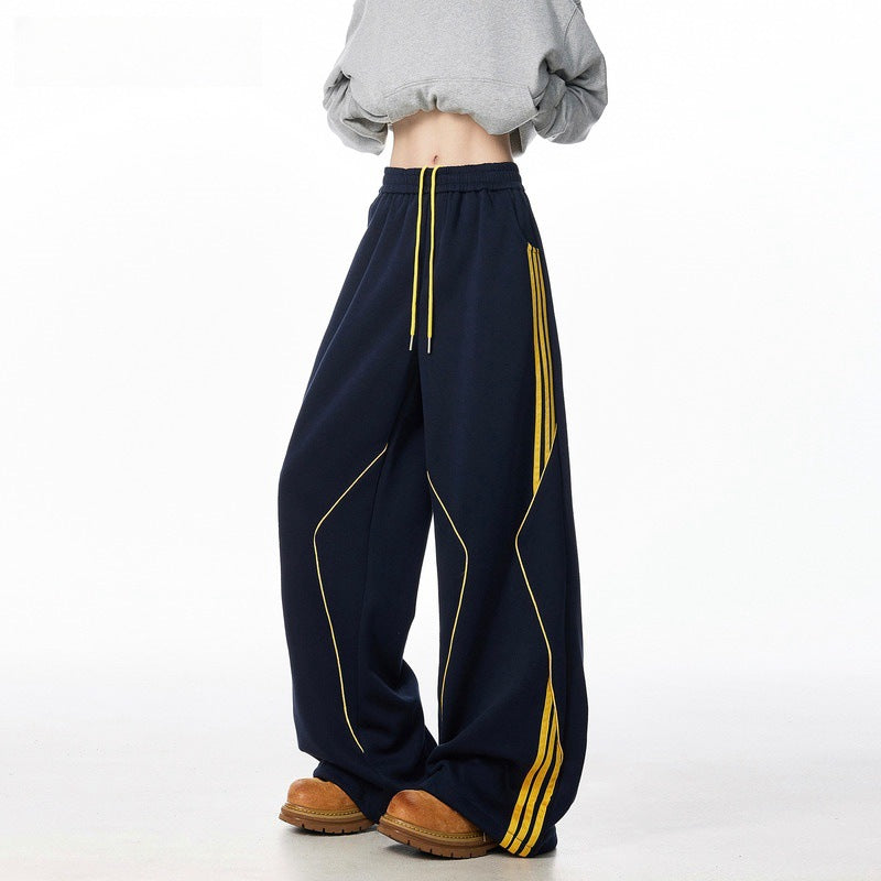 Retro three bar straight leg sweatpants for men in spring and autumn