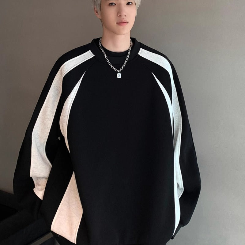Striped patchwork hoodie for men in spring and autumn