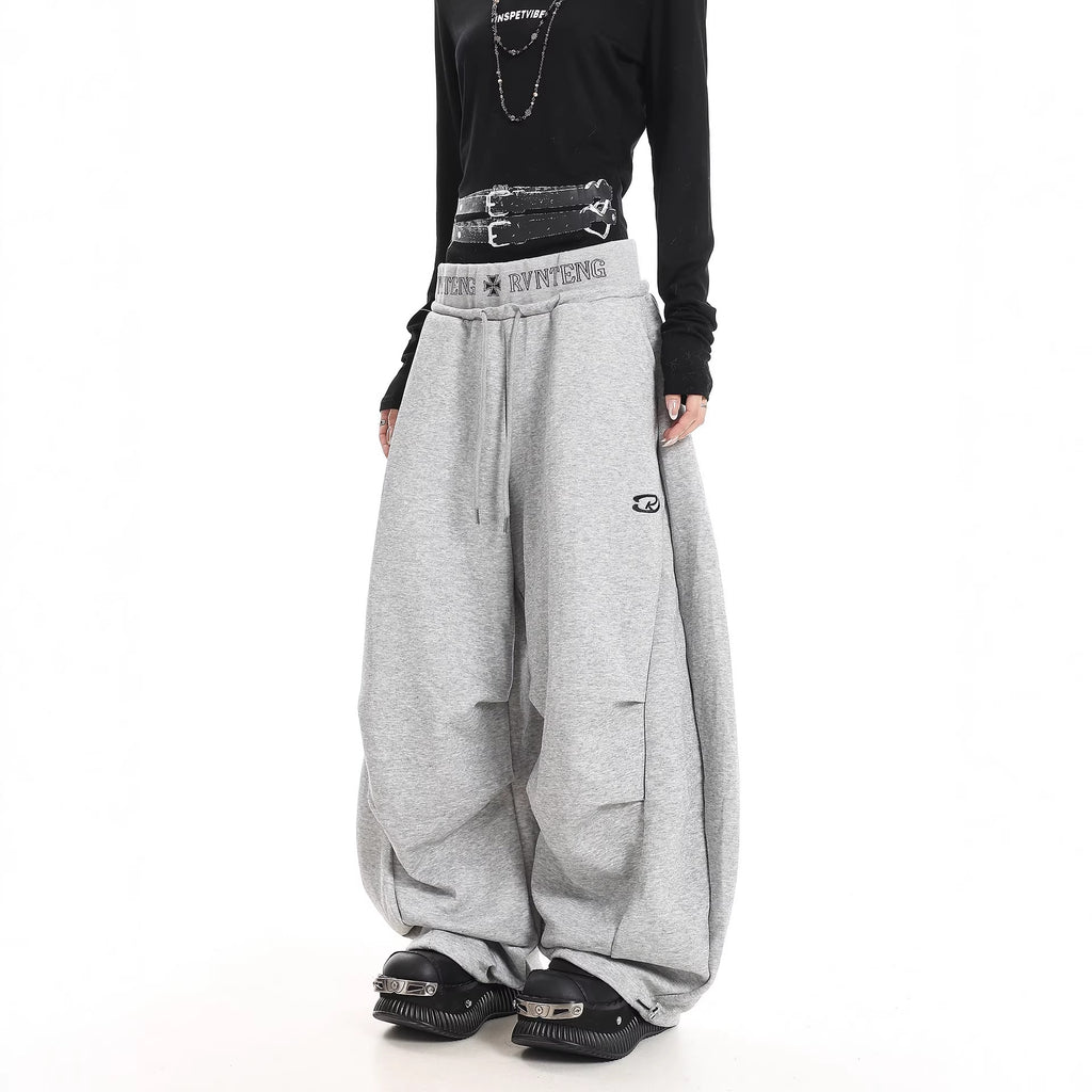Print Double Waistband Sweatpants for Men and Women