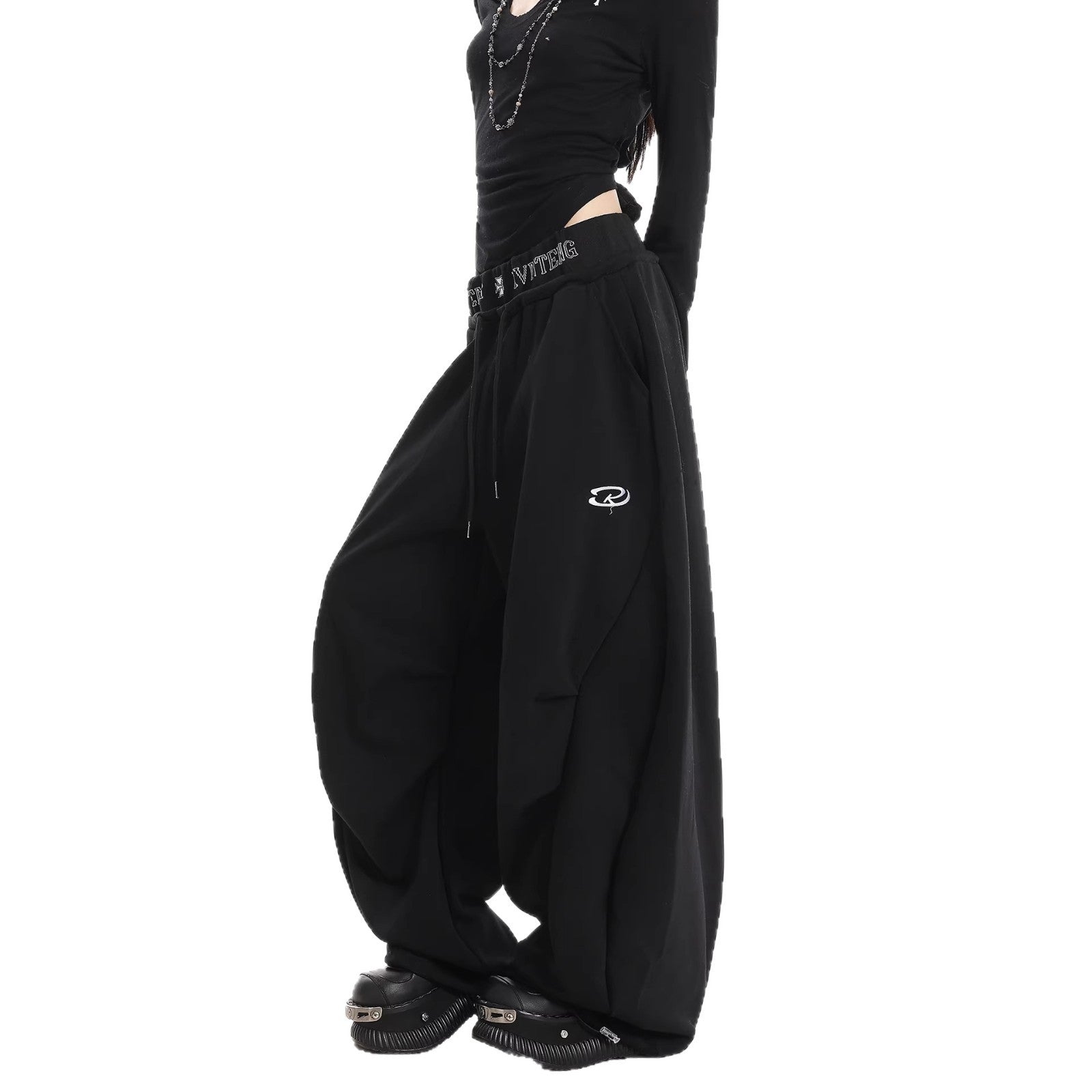 Print Double Waistband Sweatpants for Men and Women