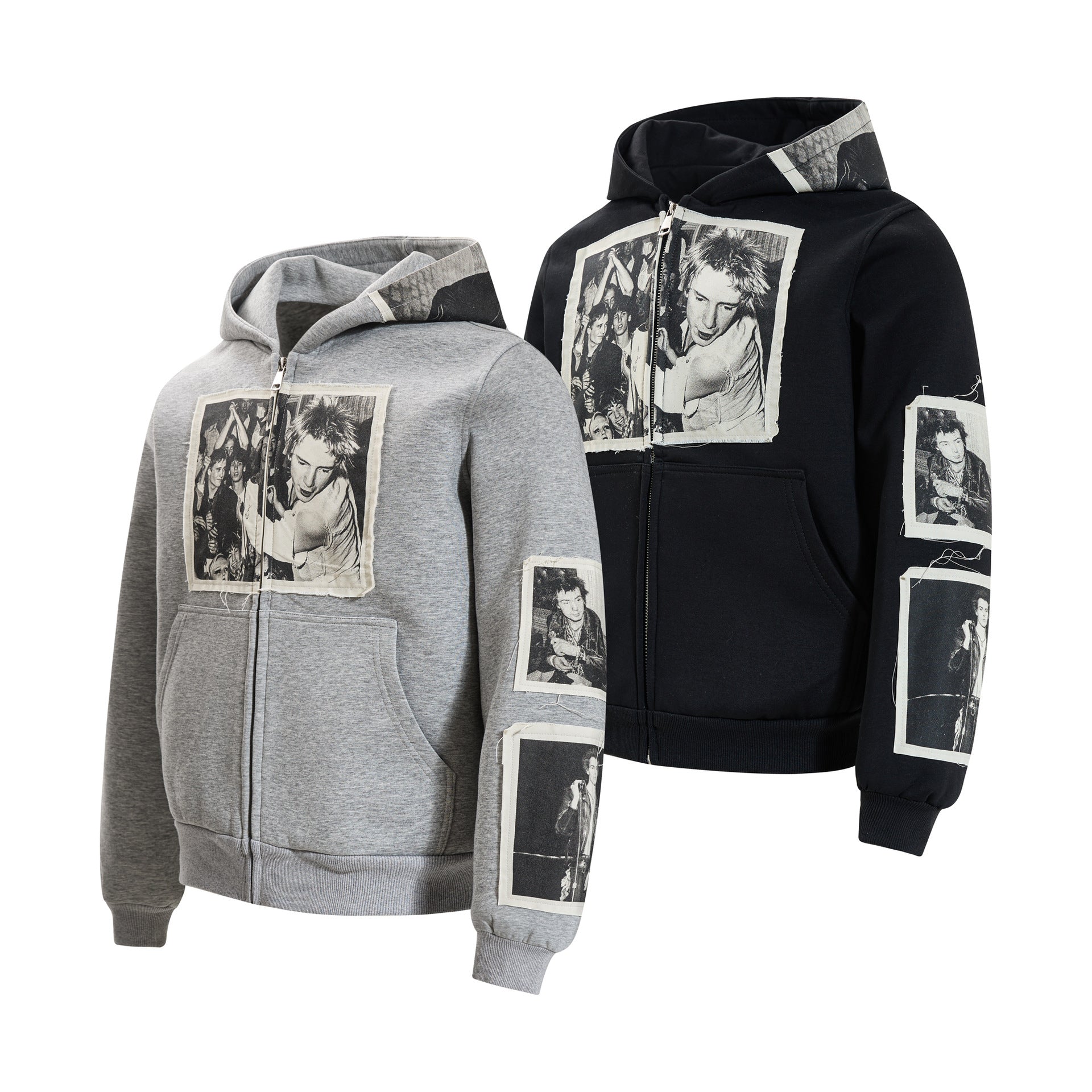 Zipper sweatshirt for men with adhesive tape