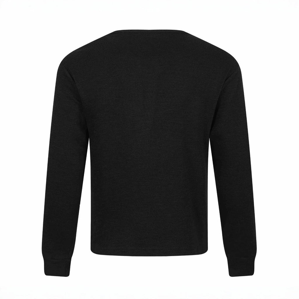 Subculture Fake Two-Piece Spliced Henley Neck Long Sleeve T-Shirt for Men