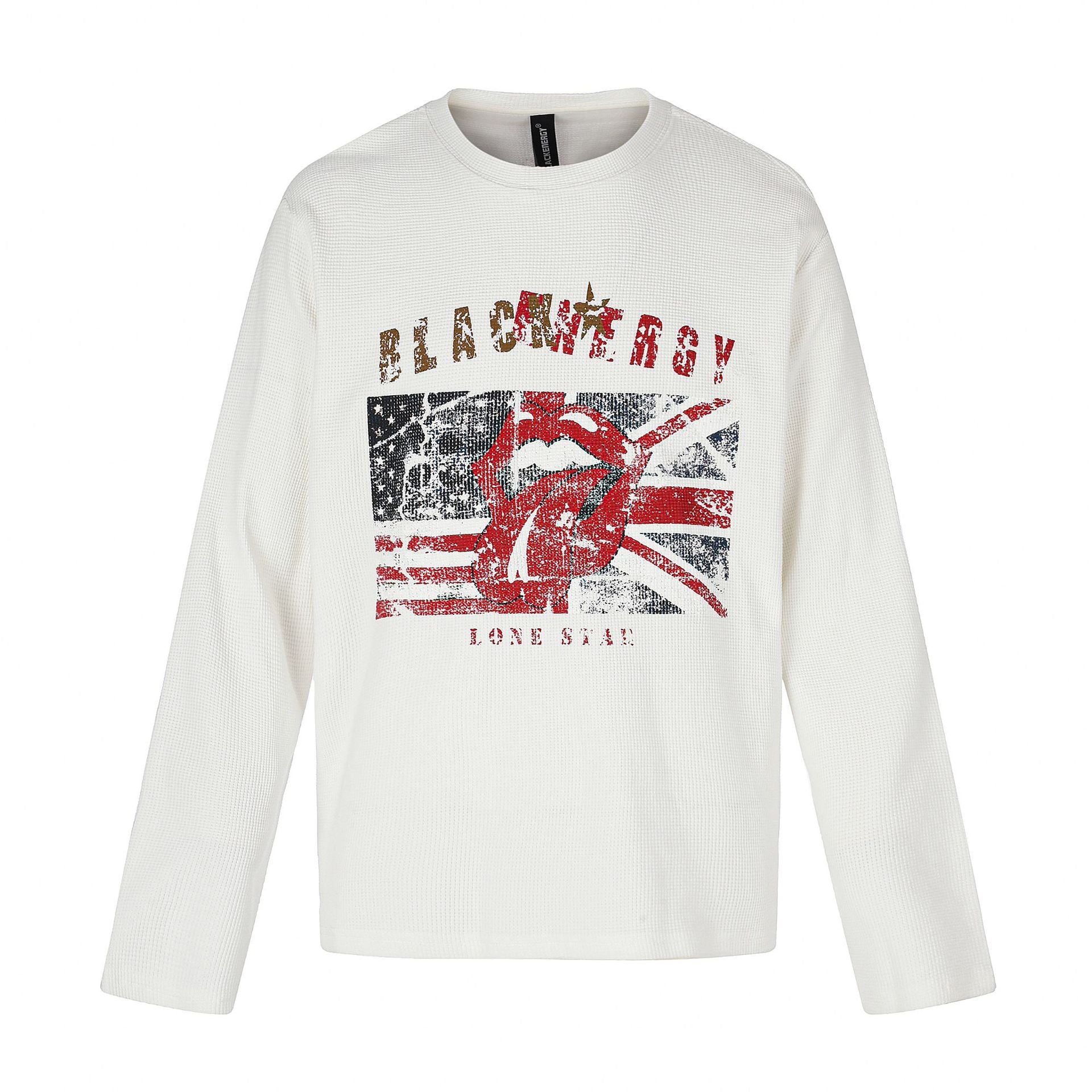 Casual Long Sleeve T-Shirt with Distressed Graphic Print Design